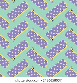 pencil case seamless pattern, back to school elements, Flat design style vector illustration