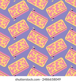 pencil case seamless pattern, back to school elements, Flat design style vector illustration