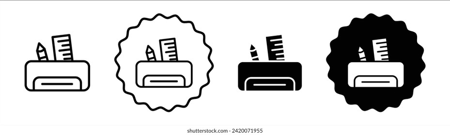 Pencil case set in black and white color. Pencil case simple flat icon vector