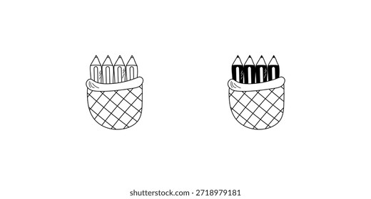 Pencil Case set icon with white background vector stock illustration