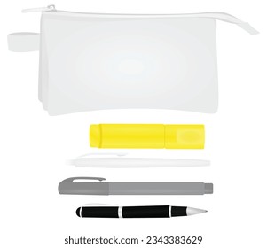 Pencil case set. vector illustration