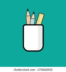 Pencil case. Stationery illustration. Vector.