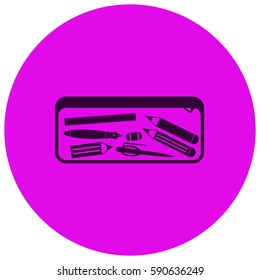 Pencil case with stationery vector  icon