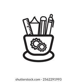 Pencil case symbol logo icon design vector illustration