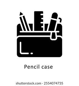 Pencil case vector Glyph Cricle Icon.Eps file 10