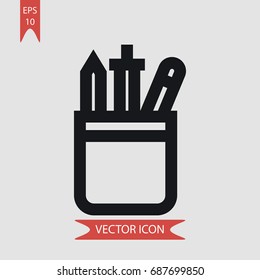 Pencil case vector icon, illustration symbol
