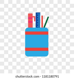 Pencil case vector icon isolated on transparent background, Pencil case logo concept