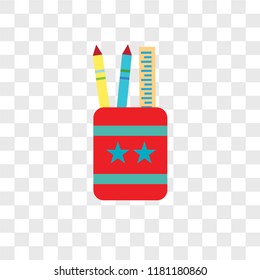 Pencil case vector icon isolated on transparent background, Pencil case logo concept