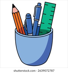 Pencil case vector icon, school supply illustration. Great for education, stationery, and back to school themes.