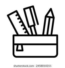 Pencil Case Vector Line Icon Design