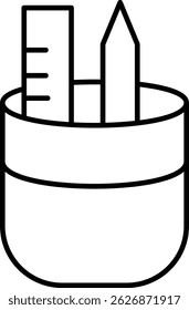 Design de ícone de linha de vetor de caso de lápis