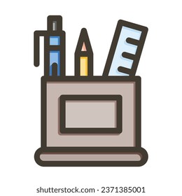 Pencil Case Vector Thick Line Filled Colors Icon For Personal And Commercial Use.
