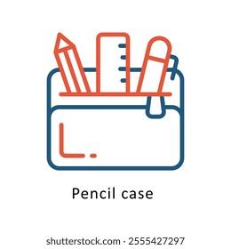 Pencil case Vector Two Colors Outline Icon. Eps file 10