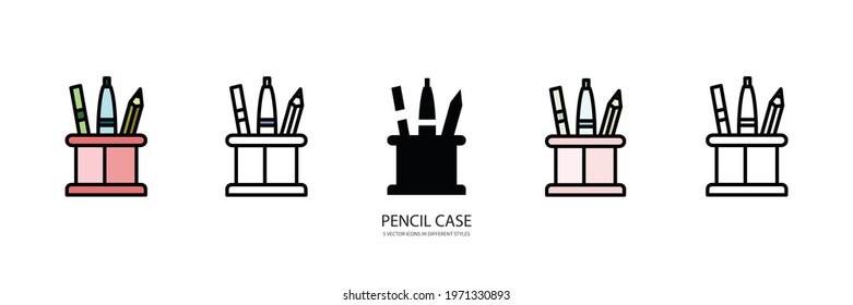 pencil case vector type icon