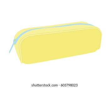 Pencil case yellow realistic vector illustration isolated