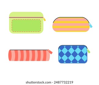 Pencil cases set isolated on white background. Flat stile. Vector illustration EPS 10