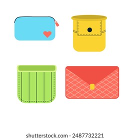 Pencil cases set isolated on white background. Flat stile. Vector illustration EPS 10