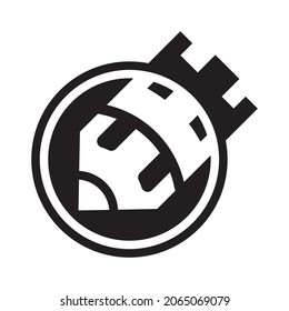 Pencil with castle vector logo icon design