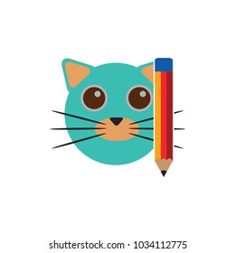 Pencil Cat Logo Icon Design
