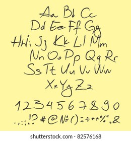 Pencil chalk alphabet letter set.Vector illustration