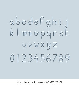 Pencil chalk alphabet and numbers set.Vector illustration