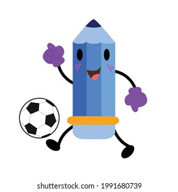 Pencil Character Flat Cartoon Vector Template Design Illustration