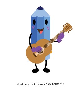 Ilustración de diseño de plantilla de vectores de dibujos planos de caracteres de lápiz