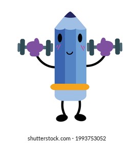 Pencil Character Flat Cartoon Vector Template Design Illustration