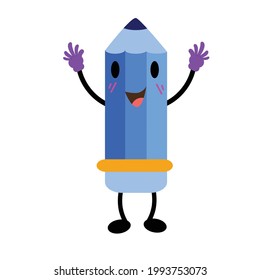 Pencil Character Flat Cartoon Vector Template Design Illustration