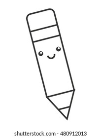 pencil character kawaii style vector illustration design