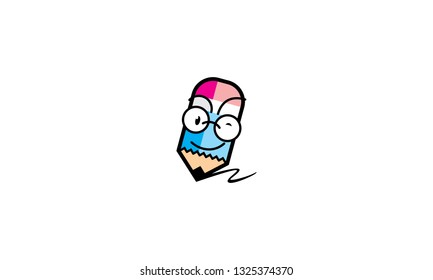 pencil character logo icon vector