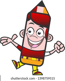 pencil character logo image vector