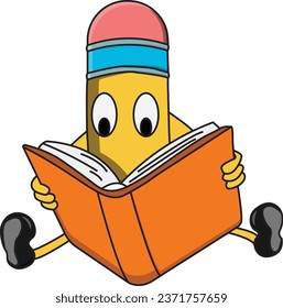 The pencil character of the nerd who diligently seeks knowledge in an open book.