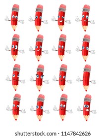 pencil characters set cartoon.vector illustration