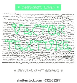Pencil charcoal vector graphics for template banner with natural raw lines and curves. Grungy style and vintage abstract geometric effect.