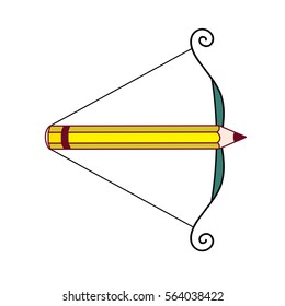 Pencil charged in bow. Original vector illustration on the theme of art and creativity