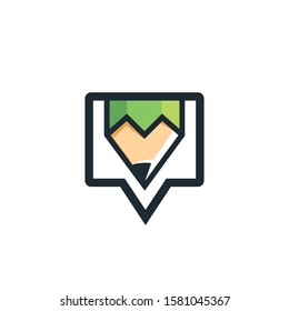 Pencil Chat icon logo design. Chatting or educational app logo concept.	