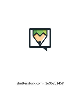 Pencil Chat icon logo design. Chatting or educational app logo concept.