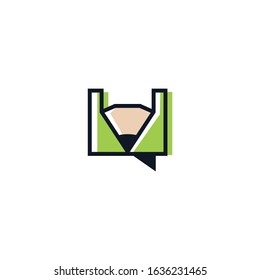 Pencil Chat icon logo design. Chatting or educational app logo concept.
