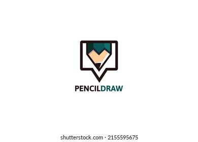 Pencil chat icon logo design. Chatting or educational app logo concept. Pencil art chat logo template design.