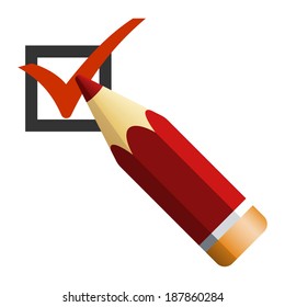 Pencil with check box icon, vector illustration