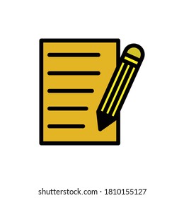 Pencil and checklist flat icon. Design template vector