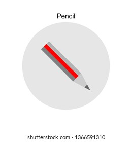 Pencil circle icon. Vector graphic illustration. Flat design.