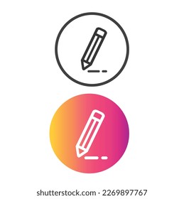 Pencil in circle, icon, vector, logo, template, sticker. 