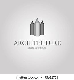 Pencil  city version of black and white architecture in symbol and icon