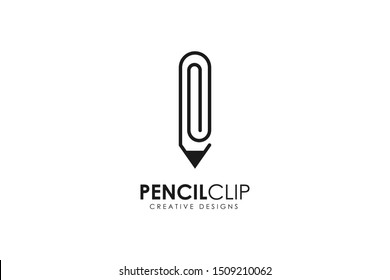 Pencil clip logo, creative clip logo icon