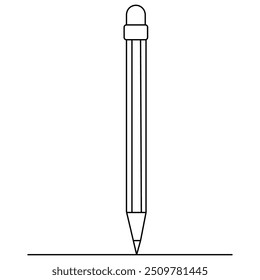 Pencil clipart single line art, continuous one line drawing of  Isolated outline vector art 
