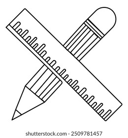Pencil clipart single line art, continuous one line drawing of  Isolated outline vector art 
