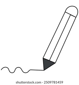 Pencil clipart single line art, continuous one line drawing of  Isolated outline vector art 
