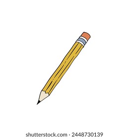 Pencil clipart vector illustration, pen icon, school tools object